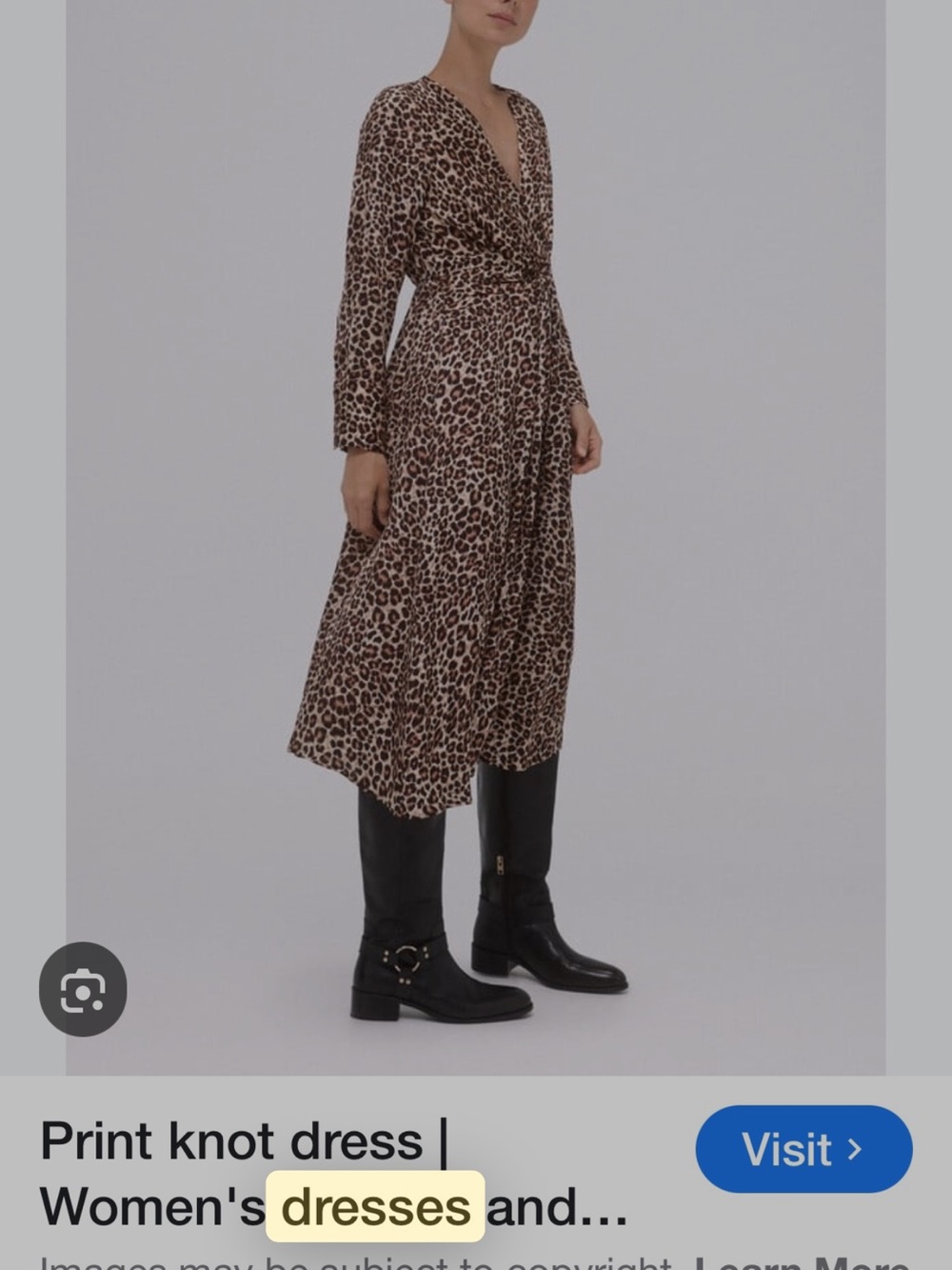 Leopard Pedro Del Hierro Print Knot Midi Dress in Brown